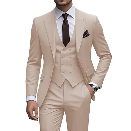 JinXuanYa Mens Suit 3 Pieces Slim Fit Suit for Men Formal Business Prom Tuxedos for Wedding Groomsmen(Blazer + Vest + Pants)