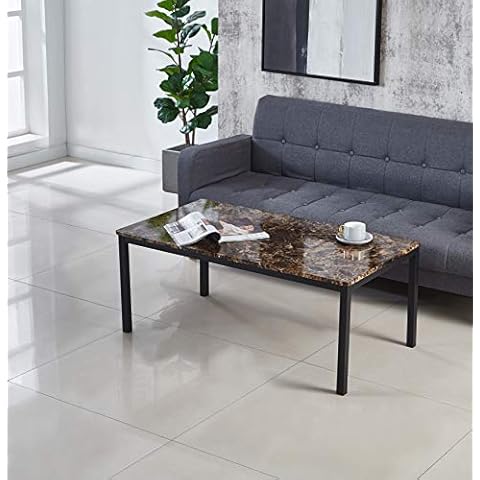 Modernique Marble Effect Coffee Table in Brown Cover