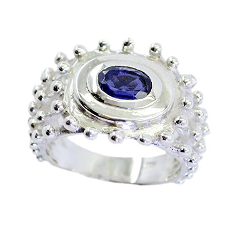 Bague en argent 925 avec iolite bleue naturelle gemme facettée de qualité joaillerie