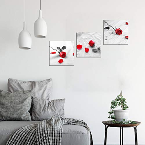 Nan Wind 3 Pcs Modern Canvas Painting Black And White Red Rose Canvas Art Painting Abstract Wall Art Decorations Flower Picture On Canvas For Home Decor Valentines Gift Stretched And Framed #TOP4