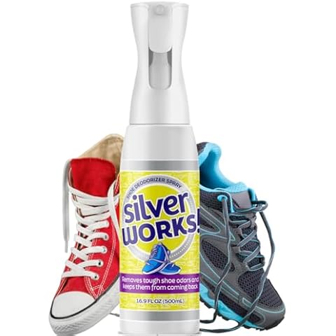 SilverWorks! Shoe Deodorizer Spray For Smelly Shoes - Shoe Odor Elimination Spray - Shoe Odor Spray - Boot, Sneaker, Shoe Smell Eliminator - Stinky Shoes Odor Eliminator, Shoe Freshener Spray -16.9oz Cover