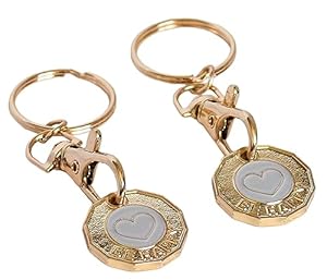 MIDHILL® PREMIUM 2Pk TROLLEY COIN KEY RING UK SET Shopping Trolley Token Keyrings | Trolley Tokens for Supermarket | New Pound UK Coin | Locker Coin