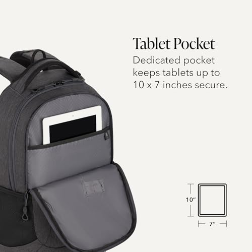 Image of SwissGear 5505 Cecil 16 inch Laptop Backpack Charcoal - Daily Laptop Bag with Gear Attachment Options - Multiple Organizer Pockets & Padded Shoulder Straps