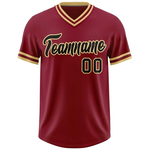 Custom Baseball Jersey V-Neck Uniform Personalized Stitched Name Number for Men Women Youth Pullover Baseball Shirt