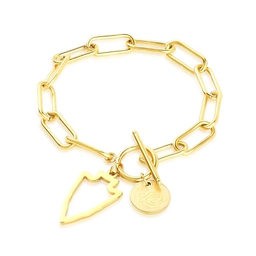 imani Gift for Football Fans Bracelet Kansas City Inspired jewelry Cheerleader Gameday Party Decor Outfits (KC Bracelet Gold)