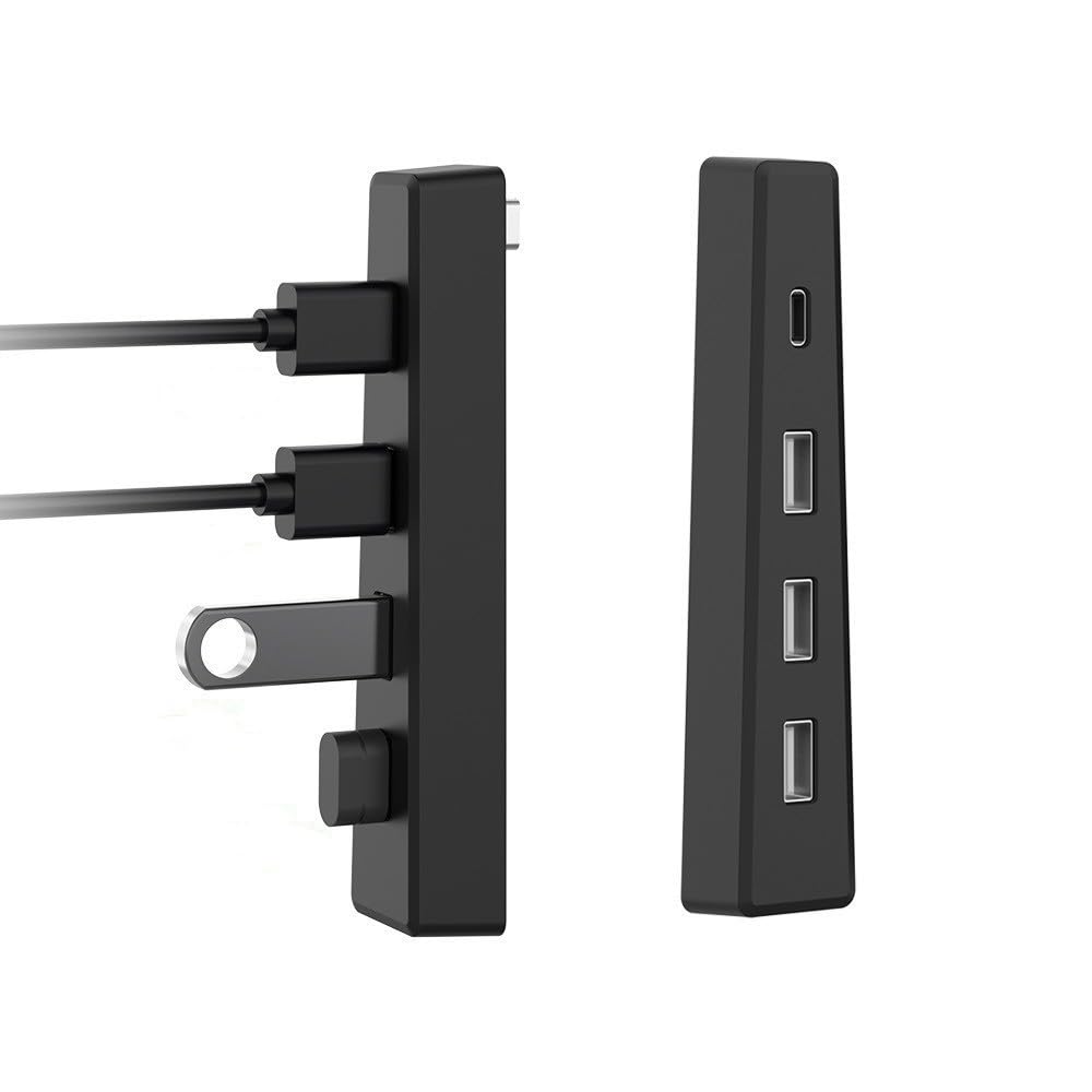 Hub Extender Compatible with Sony PS5 Slim, 4-Port USB/Type-C High Speed Splitter Converter for Gaming Console