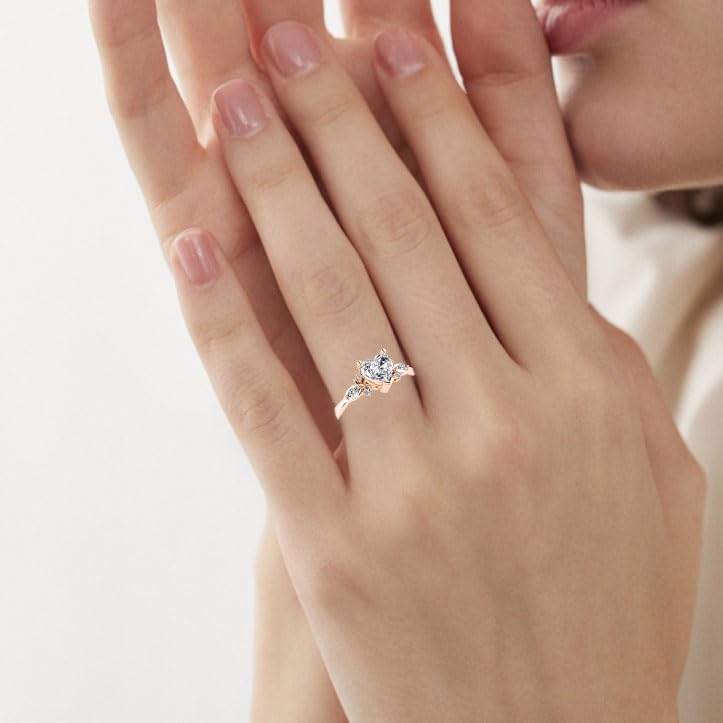 1CT Heart Moissanite Engagement Rings for Women 925 Sterling Silver/10K/14K/18K Gold Rings for Wife Bridal Wedding Anniversary Promise Rings4