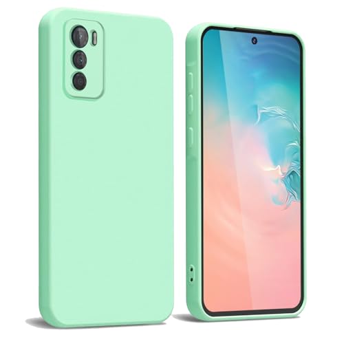 WBWONE Funda para Motorola Moto G42, Suave TPU Silicona Carcasa con Forro de Tela Protectora Antigolpes Caso Resistente a los Arañazos - Verde Claro