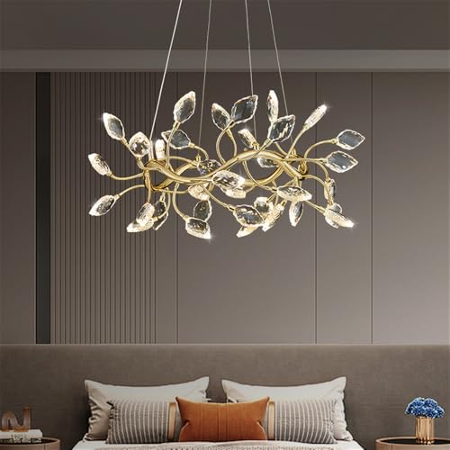 SYAXVOM Lámpara de araña LED de Cristal de Lujo contemporáneo para Sala de Estar, Restaurante, Dormitorio, Villa, Hotel, salón de Belleza, dúplex, Escalera (F D60CM)