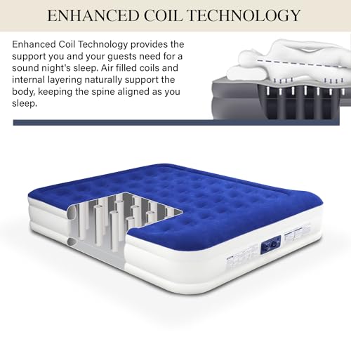 King Koil Luxury Cal King Air Mattress with Built-in Pump for Home, Camping & Guests - King Size Inflatable Airbed Luxury Double High Adjustable Blow Up Mattress, Durable Waterproof & Premium