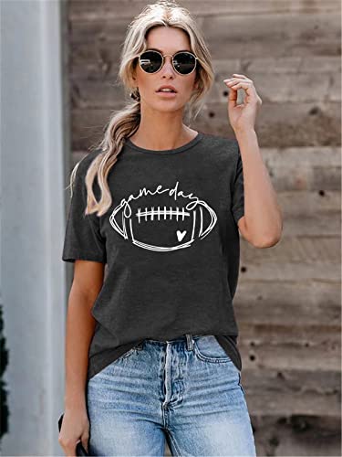 Game Day Football T Shirts Women Football Mom Tee Tops Funny Sunday Casual Short Sleeve Tee Shirts2
