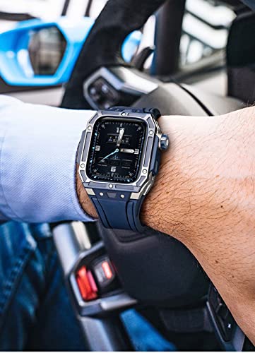 Boîtier en céramique pour Apple Watch 8 7 44mm 45mm avec bracelet de montre sport en agate - 5