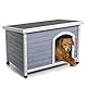Petsfit Hundehütte für draußen, Hundehütte mit abnehmbarem Boden für einfache Reinigung, isoliertes Holzhaus für draußen, Steildach, kleines Versteck, 78 x 53 x 58 cm (klein)