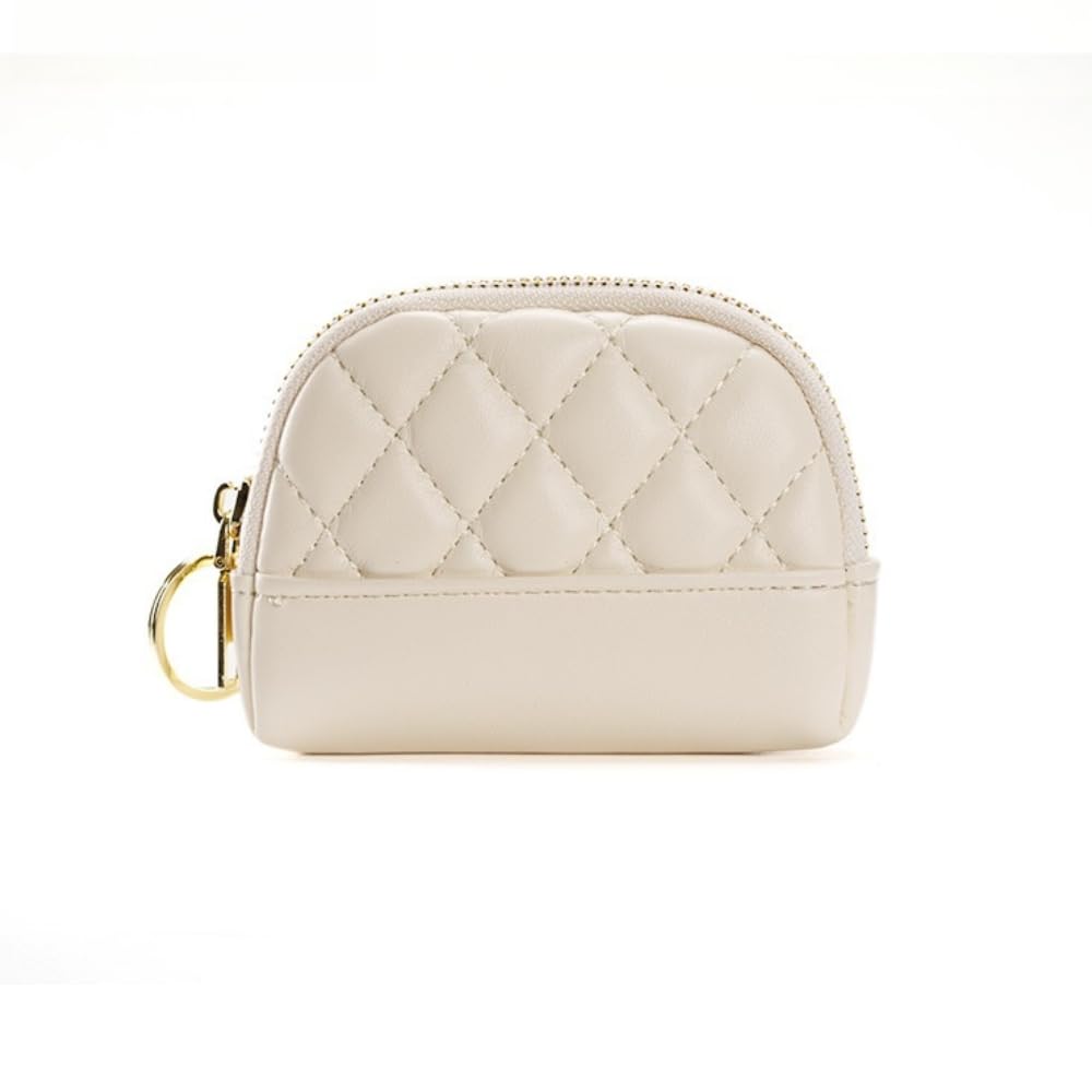 ERJUR Leather Squeeze Coin Purse Pouch Small Leather Coin Purse Change Pouch With Key Ring (White)