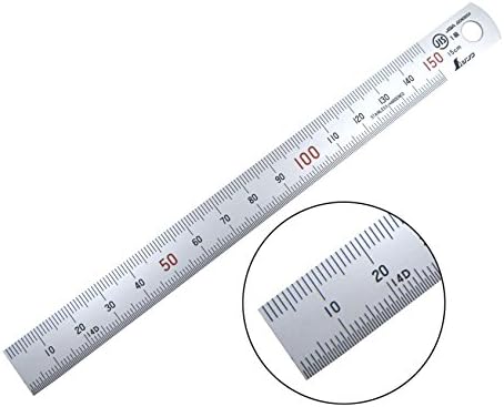 SHINWARULES Shinwa H-101A 150 mm Rigid (15 x 0.5 mm) Zero Glare Satin Chrome Stainless Steel Machinist Engineer Ruler / Rule with Graduations in and.5