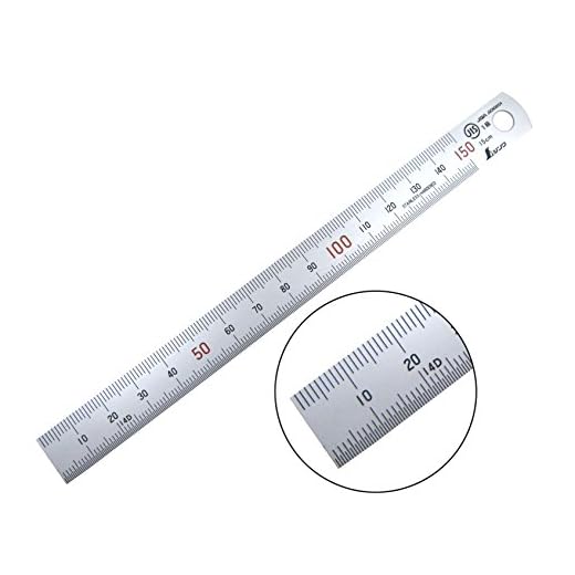 Shinwa H-101A 150 mm Rigid (15 mm x 0.5 mm) Zero Glare Satin Chrome Stainless Steel Machinist Engineer Ruler / Rule with Graduations in mm and .5 mm