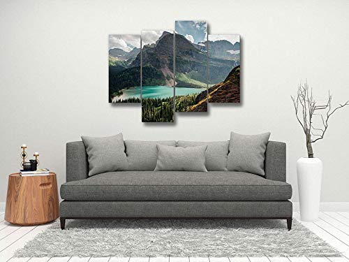 Glacier National Park, Montana Canvas Wall Art Hanging Paintings Modern Artwork Abstract Picture Prints Home Decoration Gift Unique Designed Framed 4 Panel #TOP3