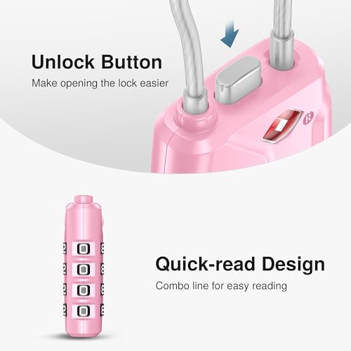 Image of Puroma TSA Approved Luggage Lock, 4 Digit Combination Travel Locks Resettable Code Lock with Zinc Alloy Body for Suitcase, Toolbox, Backpack, Bag, Gym Locker, Basic Pink, Basic Pink