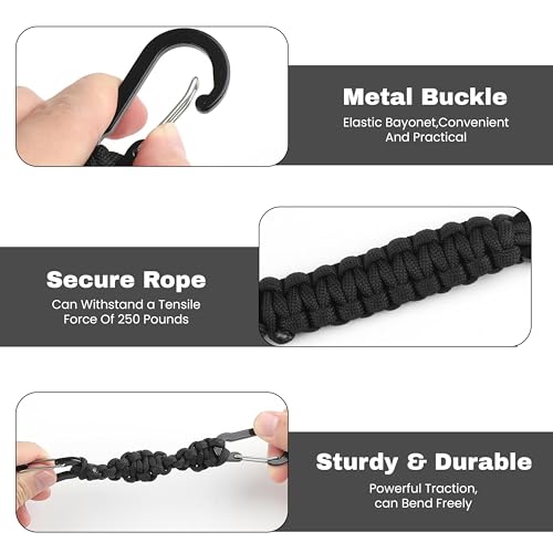 Image of Storite Paracord Keychain - Heavy Duty Dual Clip EDC Key Holder for Travel, Camping, Hiking, Outdoor & Everyday Use (Black)