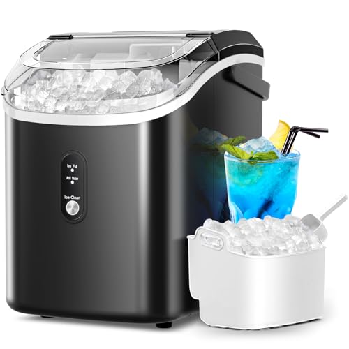 Crzoe Nugget Ice Maker Countertop with Self-Cleaning Function, Sonic Ice