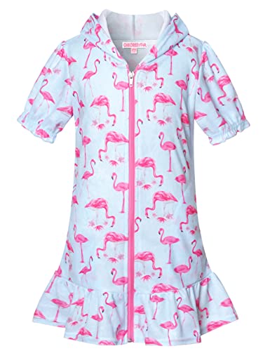 Image of CHILDRENSTAR Girls Swim Coverups Terry Swimsuit Cover-Up Hooded Zip-Up Beach Robe