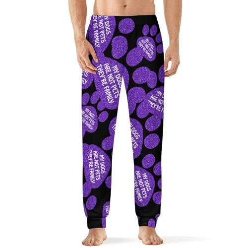 Pawprint Dogs Family - Pantalones de pijama para hombre, suaves, largos, elásticos, talla M