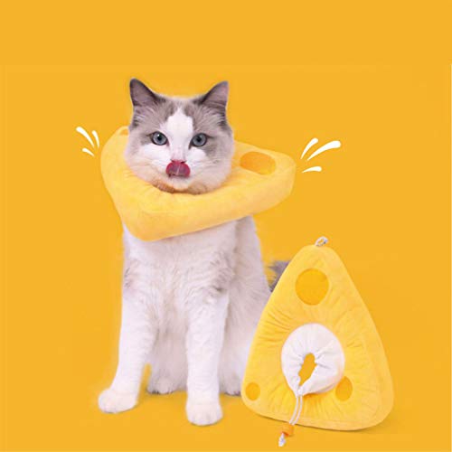 POPETPOP Gato Ajustável Collar Bonito Queijo Pescoço Cone de Após A Ferida Cone Borda Cone para Gati