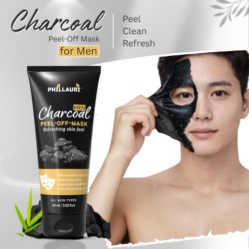 Image of Men Charcoal Peel Off Mask | Face Deep Cleansing Charcoal Face Mask for Men | Blackhead, Whitehead Dead Skin Removal | For All Skin Types | Pack 1