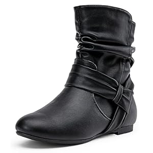 Vepose Women’s Slouch Ankle Flat Boots Fashion Short Low Heel Zipper 939A Booties