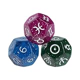 YUNAWU Multicolor 12 Sided Resin Dice Astrology Tarot Constellation Divination 3pcs