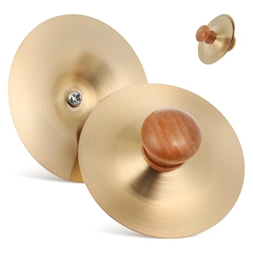 image for Garneck 1 Pair Small Hand Cymbals for Kids: 7cm/2.75inch Gold Finger C