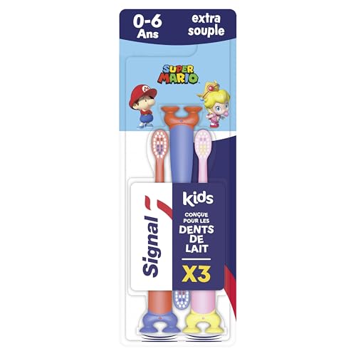 Signal Brosse à Dents Mario Enfants 0-6 Ans Extra-Souple x3