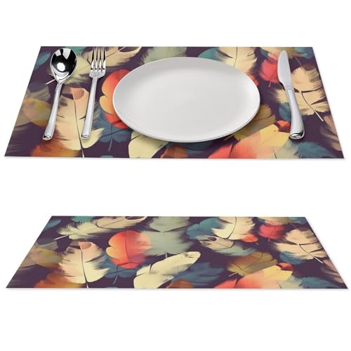 Sets de table en PVC lavables motif plume résistants haute température lot de 4 - 2