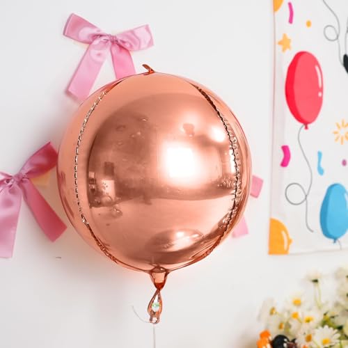 Image of 12PCS Rose Gold Round Foil Balloons 22 inch 15 inch 10 inch Large Mylar Balloons | Metallic Rose 4D Ball Balloons for Birthday Party, Graduation, Wedding, Christmas, New Year, Disco Prom Party Decorations