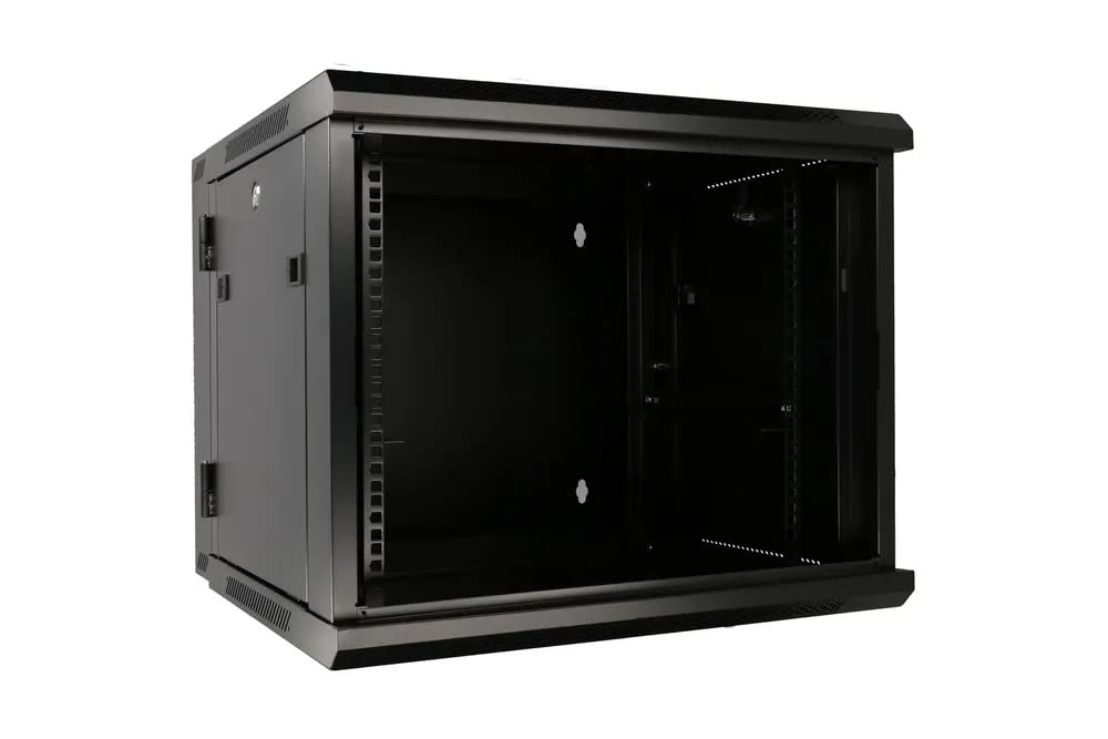 Extralink Baie de Brassage 19 Pouces 12U Armoire réseau 600mm Profondeur Porte Verre trempé Noir