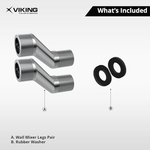 Image of Viking Brass Wall Mixer Legs (Pair) - Chrome-Plated Plumbing Legs for Bathroom - 20mm (3 /4 inch) & 15mm (1 /2 inch) Thread,Both Outer Threads- Smooth Operation & Precision Control