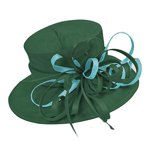 Chapeau bibi vert émeraude à large bord Caprilite pour mariage et cérémonie chic