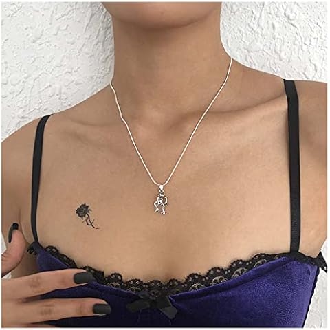 Dervivea Silver Frog Choker Necklace Tiny Frog Pendant Necklace Vintage Animal Frog Necklace Chain Boho Hanging Frog Necklace Jewelry for Women and Girls Cover