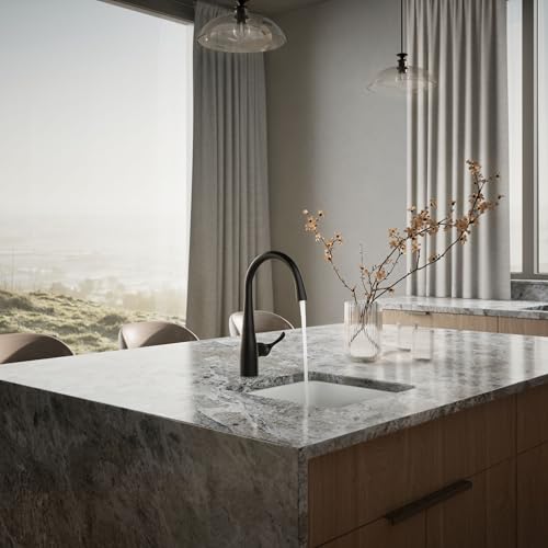 Image of KOHLER K-22034-BL Simplice Single Handle Kitchen Bar Faucet, for Prep Sink, Wet Bar, Matte Black