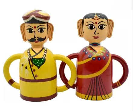 Neotea Handcrafted channapatna Wooden Marwadi Couple Doll (Assorted) - 10 cm Multicolor Pack of 1 Set (B0B4K1QHTZ) Amazon Price History, Amazon Price Tracker