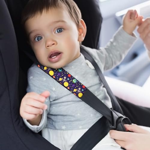 Image of Baby Seat Belt Strap Cover, 2 Pcs Kids Car Seat Belt Cushions Pads, Shoulder Strap Protectors for Girls Boys (Space 4A)