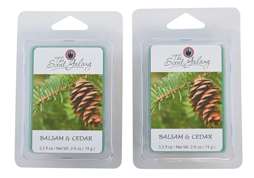 Balsam & Cedar Wax Melts - Highly Scented - Long Lasting Aroma - Hand Poured 2 Pack of 6 - Perfect for Warmers