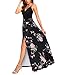 Newshows Womens Dresses Summer 2025 Wedding Guestes V Neck Teacher Outfits Casual Split Teacher Long Flowy Maxi Spring Dress Work(Black Floral Red White, L)