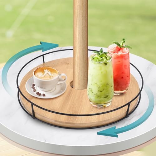 Tortuga Outdoor Lazy Susan - Vetro temperato con foro per ombrello, diametro 45 cm, base argento
