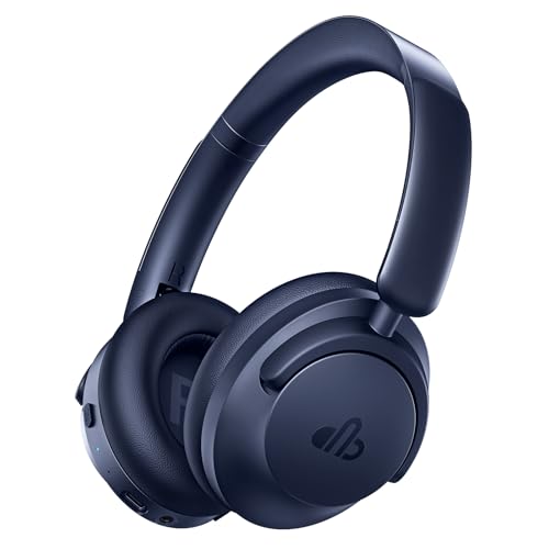 Image of Hybrid Active Noise Cancelling Headphones, Over-Ear Bluetooth Headphone with Hi-Res Audio, 60H Playtime, Deep Bass, Transparency Mode, Foldable Comfort Cups, Graduation Gifts for Travel Office - Navy