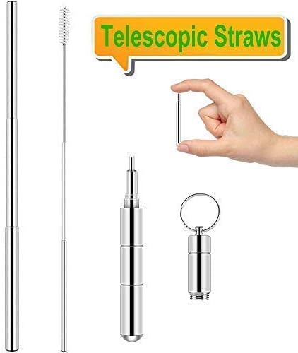 Sweethos Portable Stainless Steel Drinking Straw, Silver, One Size