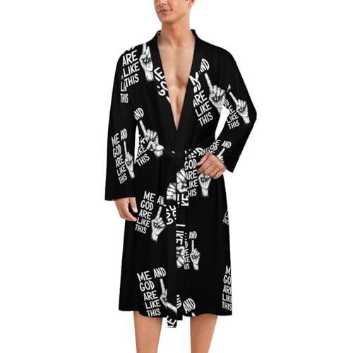 Me And God Are Like This Fashion Bath Robe Soft Bathrobe for Women Men Nightgown Loungewear