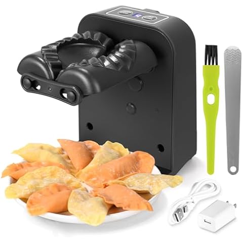 Northmas Dumpling Maker, Electric Automatic Dumpling Maker Machine for DIY Dumplings, Electric Gyoza-Making Machine, Dumpling Press Easy to Operate, Cordless Working, With Spoon and Brush, BPA Free Cover
