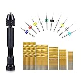 Buhdjfnke Mini Tornillo de Banco con Broca Giratoria para Taladro Manual, Juego de PCB, Herramienta Rotativa para Manualidades, Tallado, Resina, Arcilla Polimérica, Fabricación de Joyas.