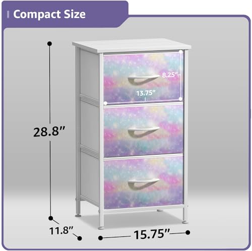 Sorbus Kids Nightstand, Fabric Drawers (Watercolor, 3 Drawer) - image 4